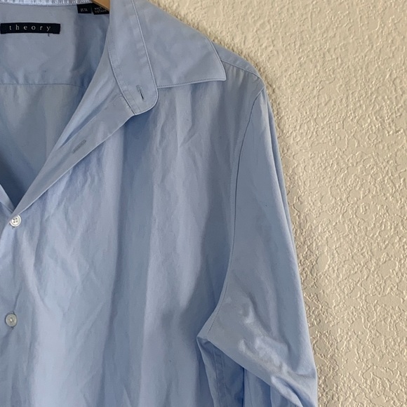 Theory | Blue button down cotton shirt men’s size large - Picture 12 of 16